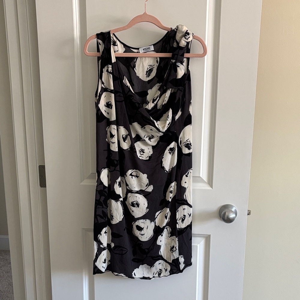 Moschino Black and White Floral Dress